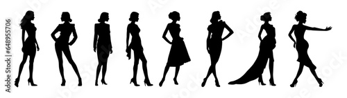 Beautiful women wearing different clothes. Women model, women silhouette