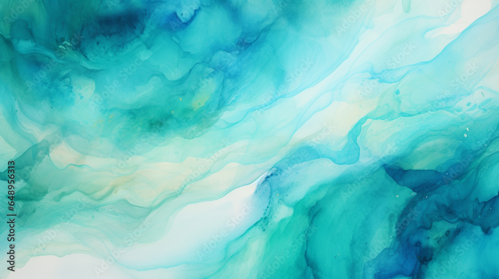 Abstract watercolor paint background in teal blue and green, featuring ...