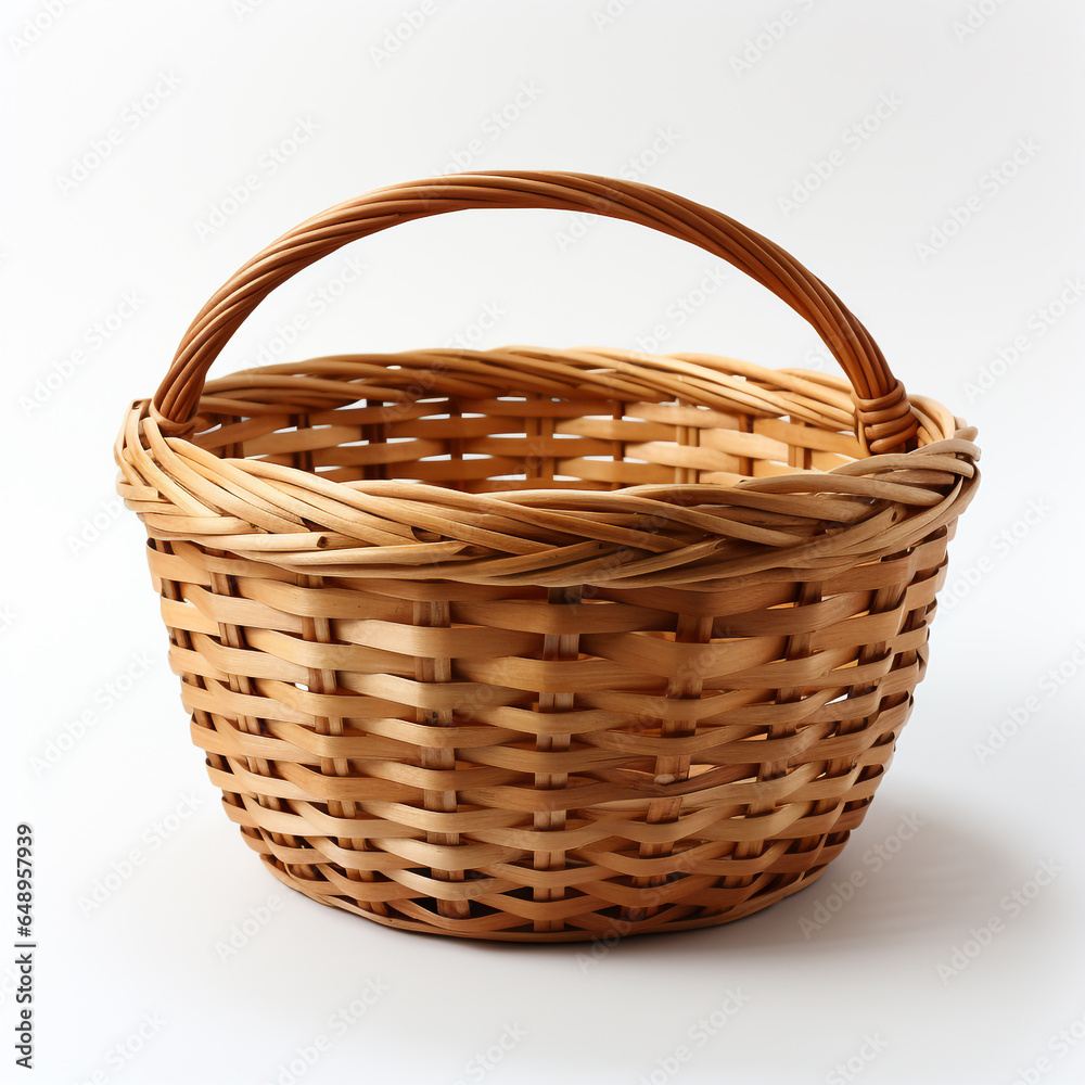 3D illustration of bushel basket isolated on white background. Made in