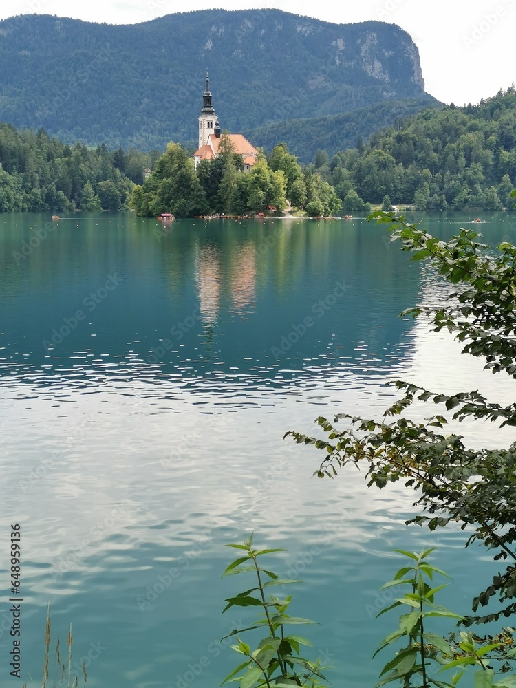 church on lake Bled in Slovenia