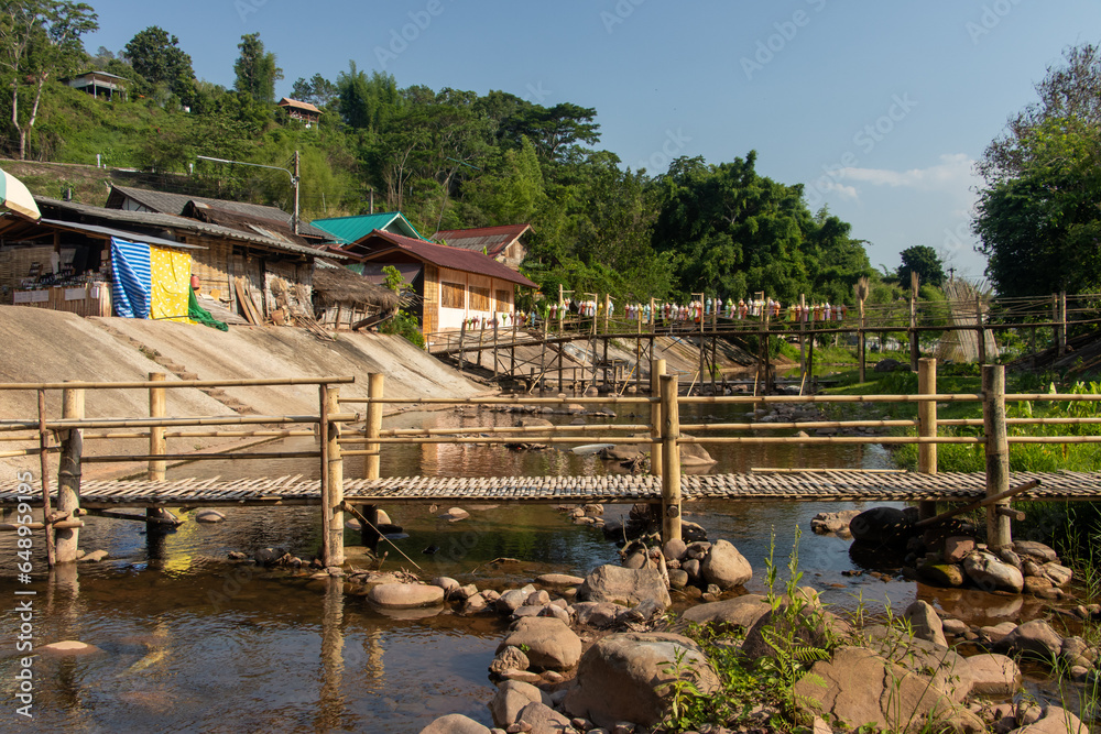 Bamboo footbridges in a village in northern Thailand