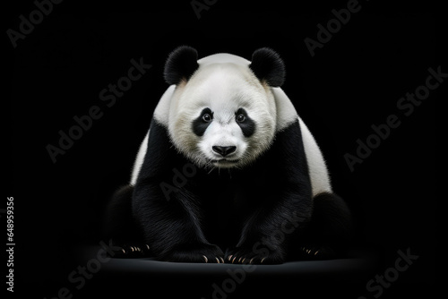 Giant panda isolated on a black background