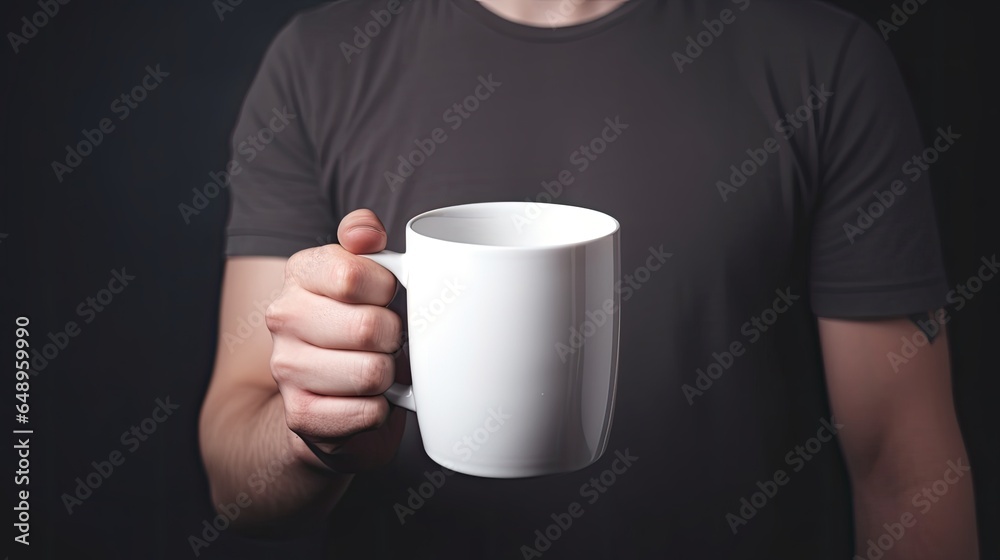 Man Holding Blank White Coffee Mug Man Holding Blank White Coffee Mug