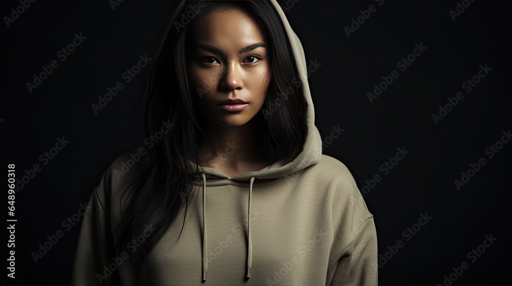 Woman Wearing Blank Hoodie Woman Wearing Blank Hoodie