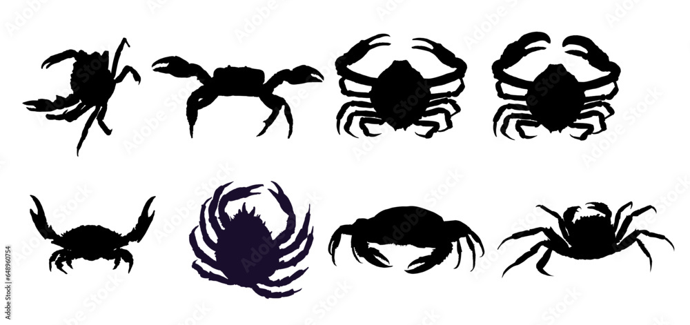 Naklejka premium Set of crab silhouette - vector illustration