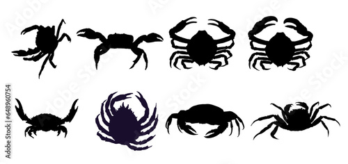 Set of crab silhouette - vector illustration