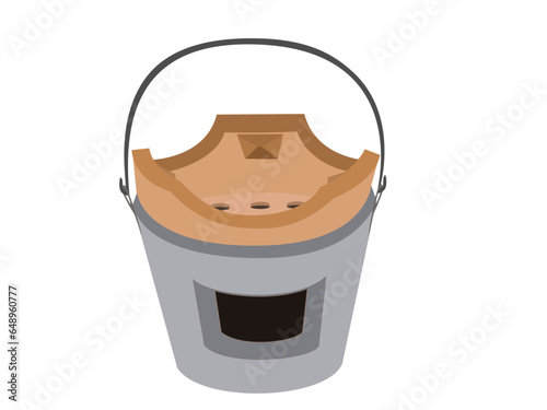 Clay stove on a white background.