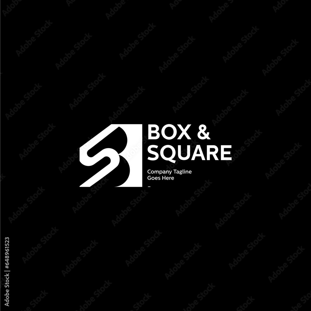 BS SB logo icon in negative space letter B on square form minimal ...