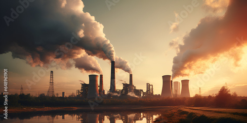 Harmful emissions into the atmosphere causing global warming Generative AI © Ahmad