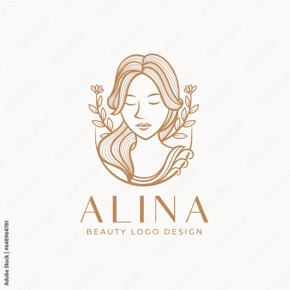 Feminine Line Art Beauty Woman Logo Feminine Line Art Beauty Woman Logo