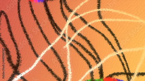 Abstract pencil lines with curved curves. Motion. Curved lines are drawn on textured background. Crooked pencil lines appear on colored background