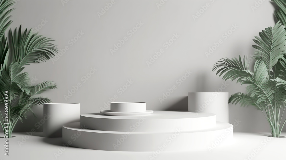 Abstract 3d rendered scene Empty space podium display for product mockup natural background. Abstract 3d rendered scene Empty space podium display for product mockup natural background.