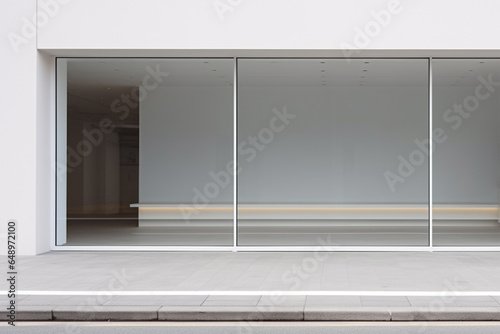 Empty shop boutique storefront for rent. Modern retail store or shop entrance with glass window. Generative AI