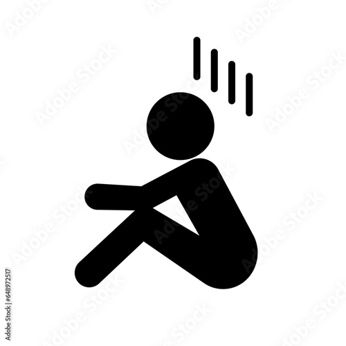 Desperate person silhouette icon. Depressed person. Vector.