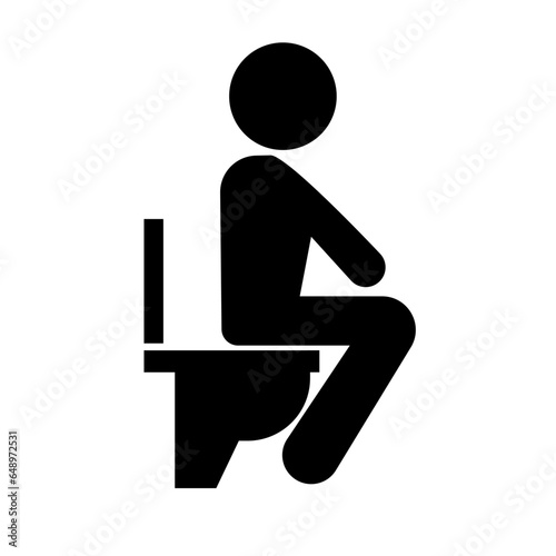 People sitting on the toilet to defecate silhouette icon. Vector.