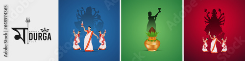 Durga Face in Happy Durga Puja, Dussehra, and Navratri Celebration Concept for Web Banner, Poster, Social Media Post, and Flyer Advertising