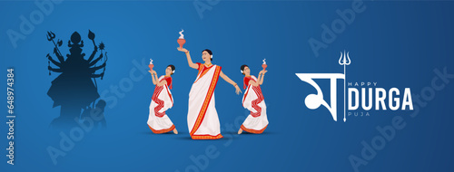 Durga Face in Happy Durga Puja, Dussehra, and Navratri Celebration Concept for Web Banner, Poster, Social Media Post, and Flyer Advertising