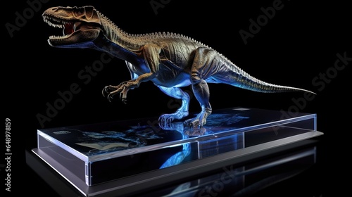 3D Dinosaurier - Model Erklärung im Museum. Hologramm oder Figur vom T-Rex Dino für die Schule. photo