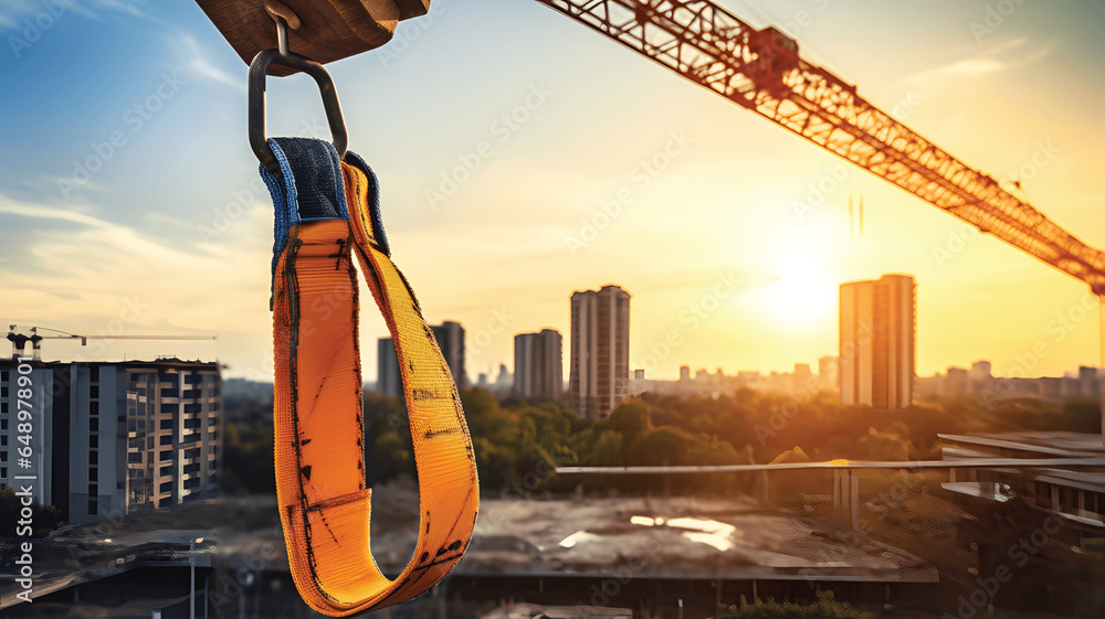 Proper use of slings during tower crane operation at construction site