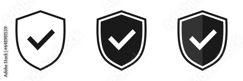 Free Download Check mark with a shield. Set of illustrations - GFXLoad