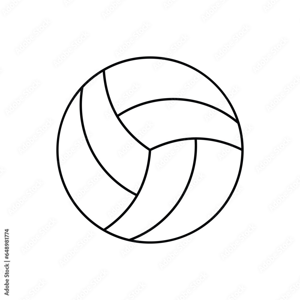 Volleyball ball outline icon isolated on white background. Vector illustration