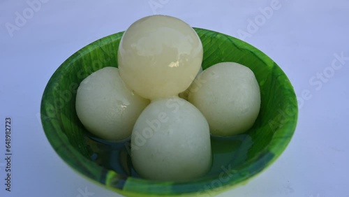 Indian Sweets Rasgulla.
This sweet originated in West Bengal, India. Other names for the dish include, Rasagulla, Rossogolla, Roshogolla, Rasagola, Rasagolla. Most popular sweet of all over India. photo