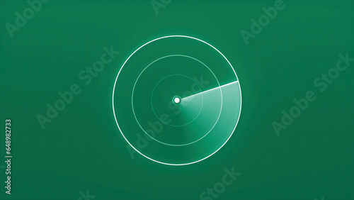 Glowing line on navigation radar. Motion. Simple circle with radar navigation line. Simple radar with empty field and moving line