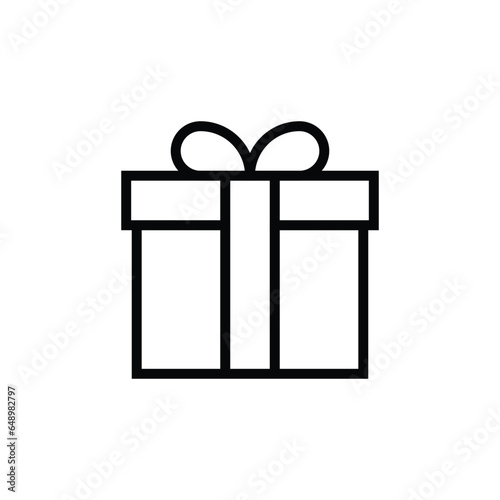 Gift box outline icon isolated on white background. Vector illustration