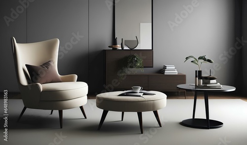 interior of living room with wing chair