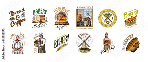 Bread, long loaf or baguette. Engraved hand drawn in old sketch and vintage style for label, logo and menu, bakery shop.