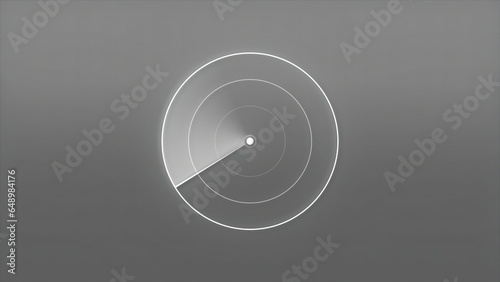 Glowing line on navigation radar. Motion. Simple circle with radar navigation line. Simple radar with empty field and moving line