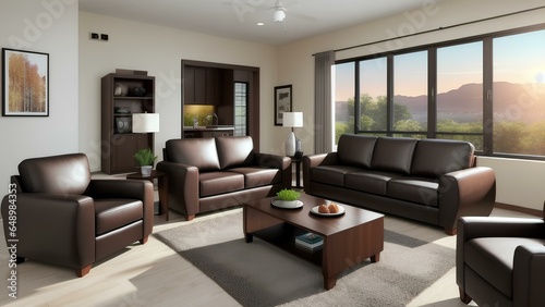 interior of modern living room with sofa © Anshumali