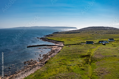 Aerial view of the pier on Owey Island, County Donegal, Ireland