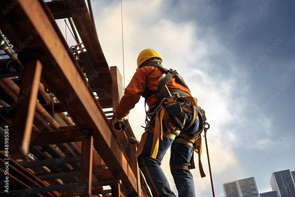 Construction site safety for high-level work requires fall protection. Construction site safety for high-level work requires fall protection.