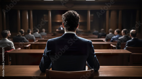 Lawyer pleading case to jury in court photo