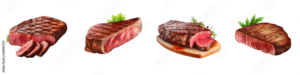 Steak clipart collection, vector, icons isolated on transparent background