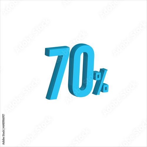 70 Percent Sky blue   3d illustration sign on white background have work path. Special Offer Percent Discount Tag. Advertising signs. Product design. Product sales.

