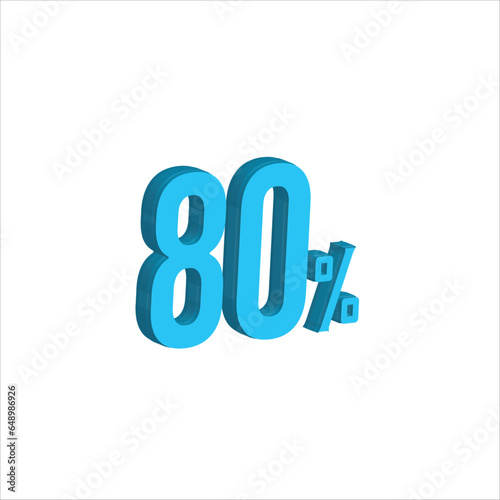 80 Percent Sky blue   3d illustration sign on white background have work path. Special Offer Percent Discount Tag. Advertising signs. Product design. Product sales.

