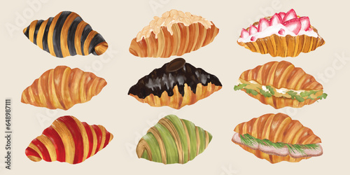 A collection of croissants in nine different flavors