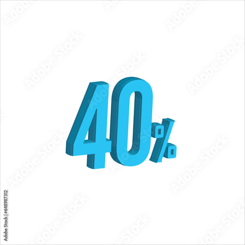 40 Percent Sky blue   3d illustration sign on white background have work path. Special Offer Percent Discount Tag. Advertising signs. Product design. Product sales.

