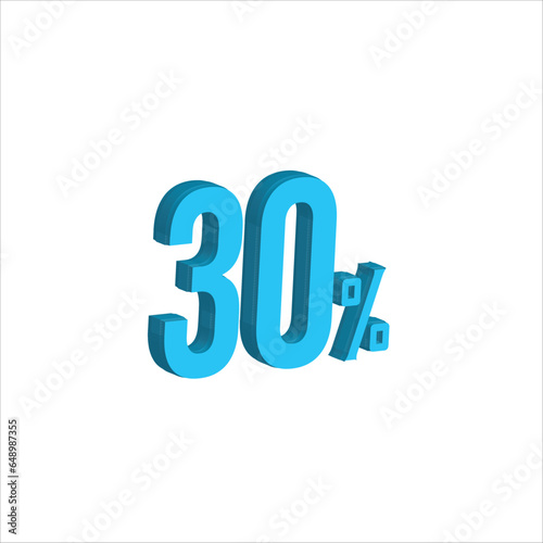 30 Percent Sky blue   3d illustration sign on white background have work path. Special Offer Percent Discount Tag. Advertising signs. Product design. Product sales.
