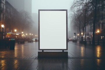 vertical Blank Billboard mockup on city street at fall