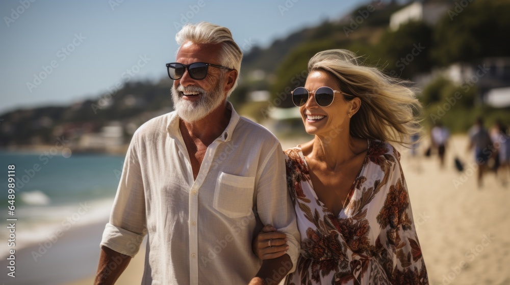 an adult couple in love enjoying a walk by the sea an adult couple in love enjoying a walk by the sea