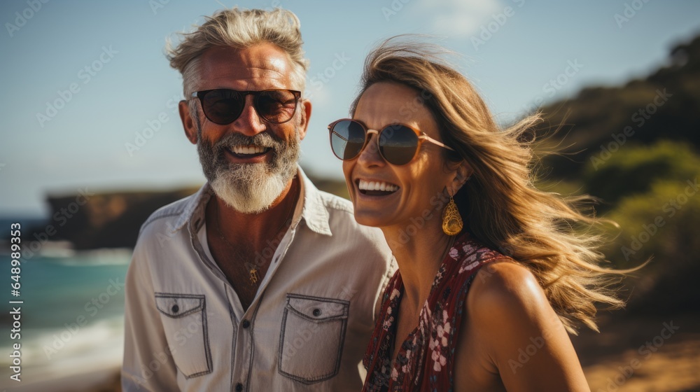an adult couple in love enjoying a walk by the sea an adult couple in love enjoying a walk by the sea