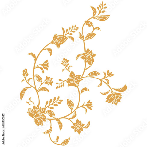 A gold flower design on a white background © James