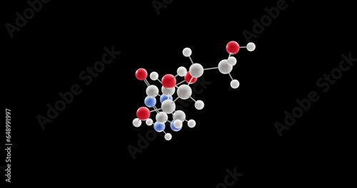Azacitidine molecule, rotating 3D model of Vidaza, looped video with alpha channel