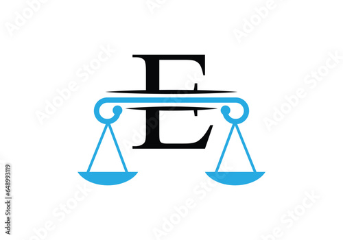 Letter E Law Firm Logo Design Vector Template.