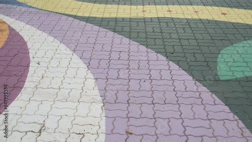 Handheld Roll up footage with noise effect of pedestrian crossing