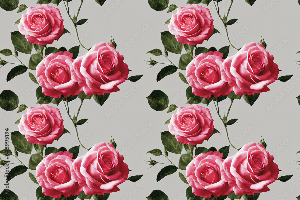 Beautiful roses seamless background. Romantic flowers luxury repeating backdrop.