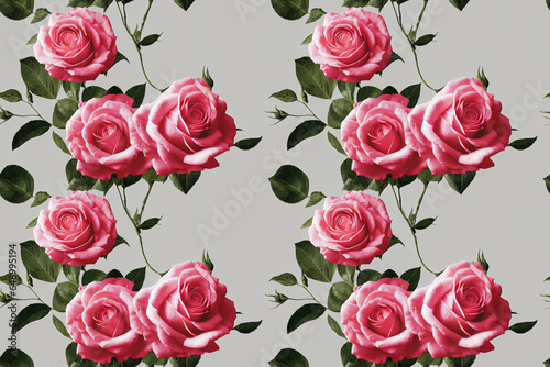 Beautiful roses seamless background. Romantic flowers luxury repeating backdrop.